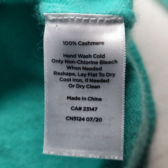 Talbots 100% Pure Cashmere Crewneck Sweater Teal Coastal Preppy Chic Petite M - Picture 4 of 9